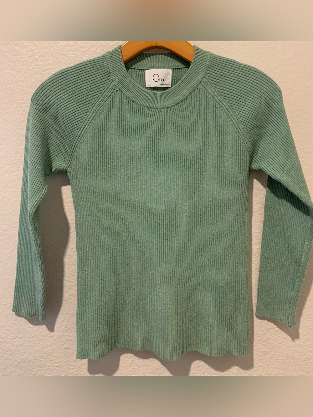 Ona Women’s Mint Ribbed Crewneck Sweater